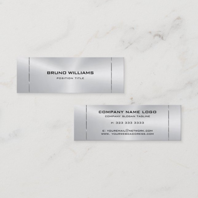Bild av en metallisk silver-lerstreck 2 mini visitkort (Fram/baksida)