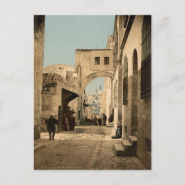 Bild av färgaden Via Dolorosa i Jerusalem Vykort