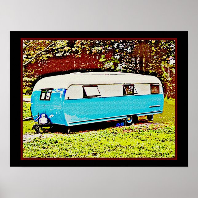 Bild av Fet Retro Travel Trailer Camper Art Poster (Framsidan)