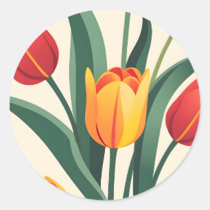 Bild av fet Tulip Runt Klistermärke