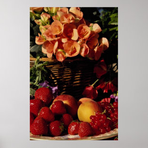 Bild av frukt och blommor poster