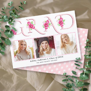 Bild av GRAD-typografi rosa ros blommigt studenten Meddelande