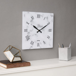 Bild av Grått Marble marble Roman numerals Fyrkantig Klocka