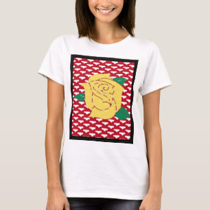 Bild av Gul ros på Abstrakt Red Background T Shirt