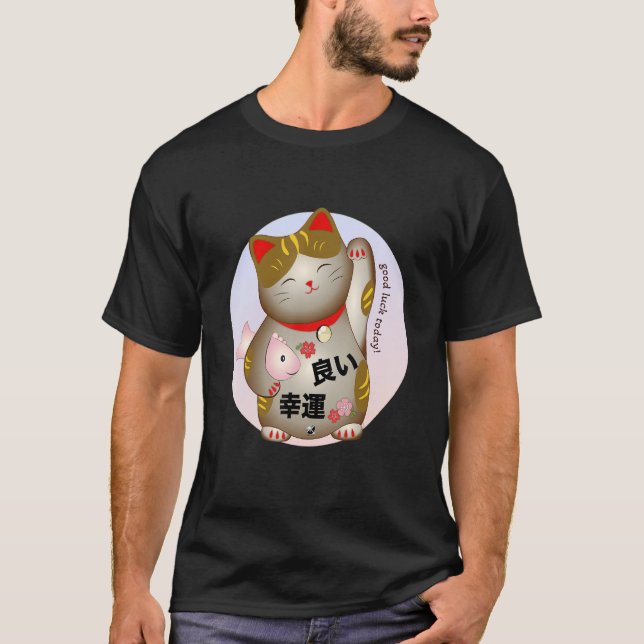 Bild av japansk katt med inskrift t shirt (Framsida)