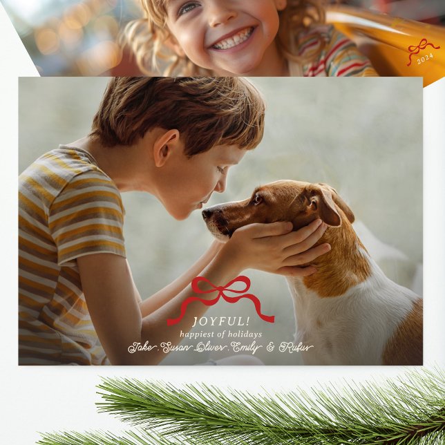 Bild av klassiskt retro-rött julomsbåge julkort (Skapare uppladdad)