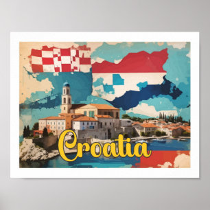 Bild av Kroatiens pop Art Travel Poster