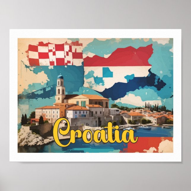 Bild av Kroatiens pop Art Travel Poster (Framsidan)