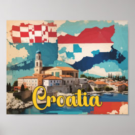 Bild av Kroatiens pop Art Travel Poster