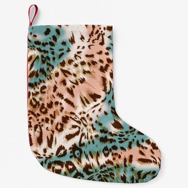 Bild av Leopard mönster, djurtryck  Liten Julstrumpa (Framsidan)