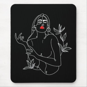 Bild av linjekonst. Femme en noir et blanc Musmatta