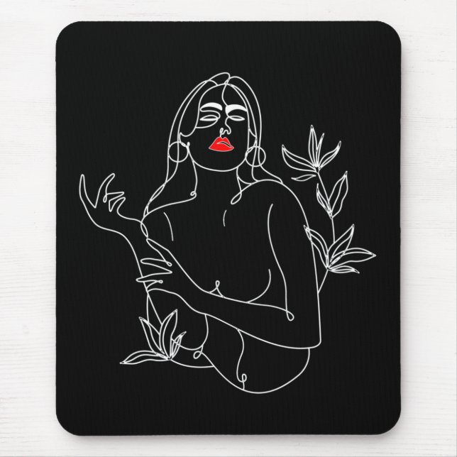 Bild av linjekonst. Femme en noir et blanc Musmatta (Framsidan)
