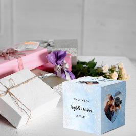 Bild av ljusblå silver glitter, bröllop presentaskar