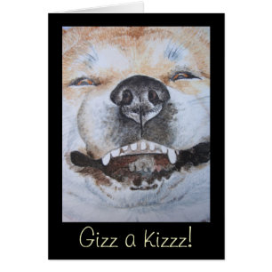 bild av lustigt söt akita-leende hund hälsningskort