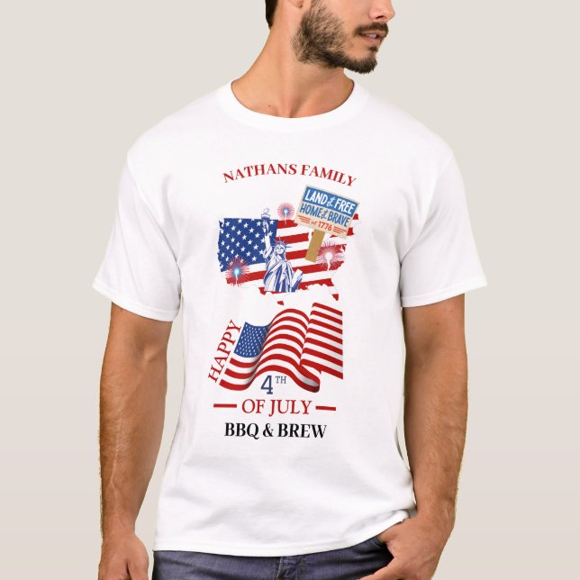 Bild av lycklig 4 juli Independence day Amerika T Shirt (Framsida)