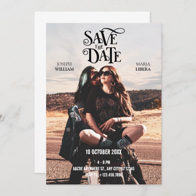 Bild av Modern Coola bröllop Spara Datumet (Fram/baksida)