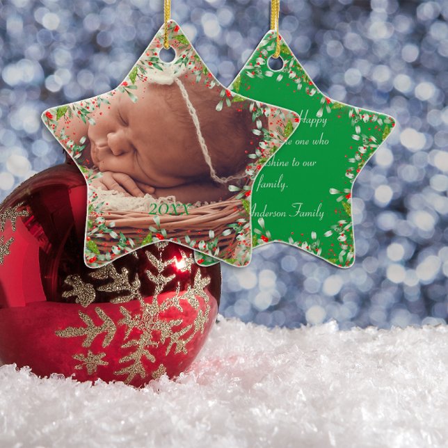 Bild av Monogram Red jul Grönt Classic Julgransprydnad Keramik (Skapare uppladdad)