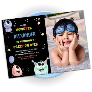 Bild av Monster Birthday-inbjudan Star Black Inbjudningar
