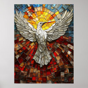 Bild av Mosaic Leadlight White Dove World Peace Poster