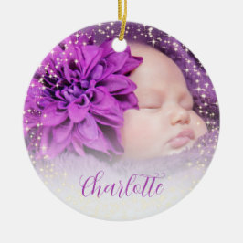 Bild av nyfödd baby julgransprydnad keramik