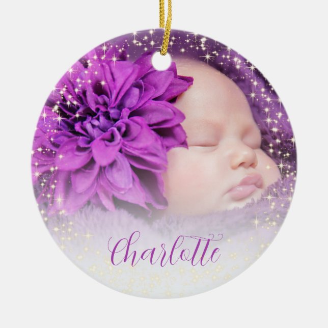 Bild av nyfödd baby julgransprydnad keramik (Framsidan)