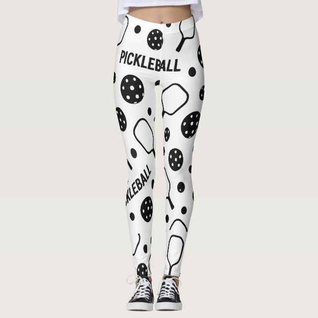Bild av Pickleball Black and White Mönster Court Leggings (Framsida)