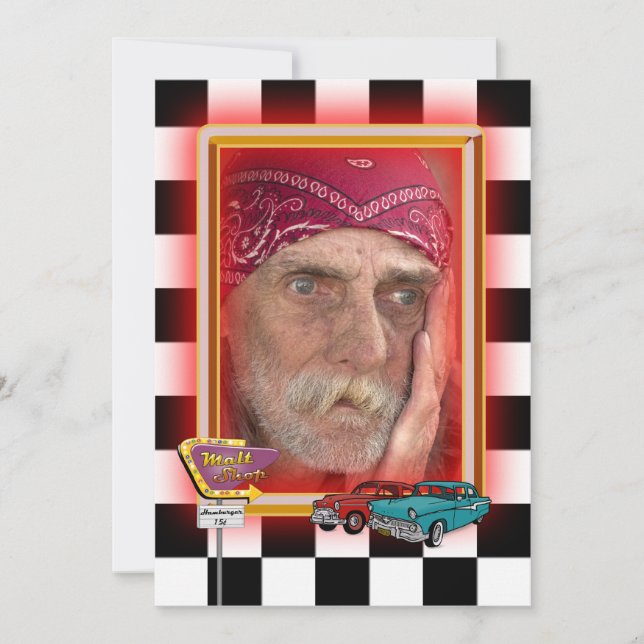 Bild av Retro Birthday ram Inbjudningar (Framsida)