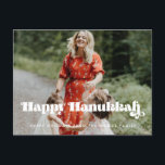 Bild av Retro vintage Lycklig Hanukkah Vykort<br><div class="desc">Lycklig Hanukkah-kort! En modern typografi för den här Helgdag fotokortsamling. Så här anpassar du dig med din favoritfamilj bild. Du kan också enkelt ändra färg på teckensnittet och bakgrunden till dina önskemål.</div>