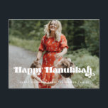 Bild av Retro vintage Lycklig Hanukkah Vykort<br><div class="desc">Lycklig Hanukkah-kort! En modern typografi för den här Helgdag fotokortsamling. Så här anpassar du dig med din favoritfamilj bild. Du kan också enkelt ändra färg på teckensnittet och bakgrunden till dina önskemål.</div>
