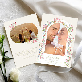 Bild av romantisk blommigt vår bröllop spara datumet