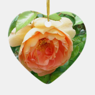 Bild av Romantisk elegant Orange Ro Julgransprydnad Keramik