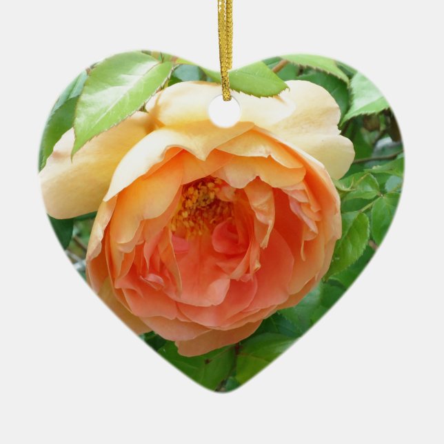 Bild av Romantisk elegant Orange Ro Julgransprydnad Keramik (Framsidan)