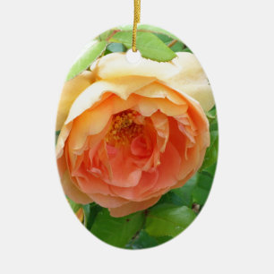 Bild av Romantisk elegant Orange Ro Julgransprydnad Keramik