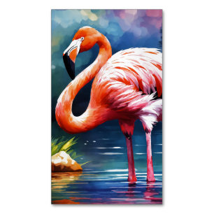 Bild av Rosa Flamingo i vattenfärgen Magnetiska Visitkort