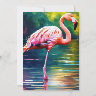 Bild av Rosa Flamingo i vattenfärgen Tack Kort