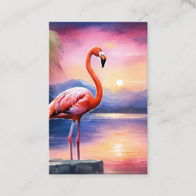 Bild av Rosa Flamingo i vattenfärgen Visitkort (Framsida)