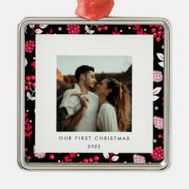 Bild av Rustit Black and Red jul mönster Julgransprydnad Metall