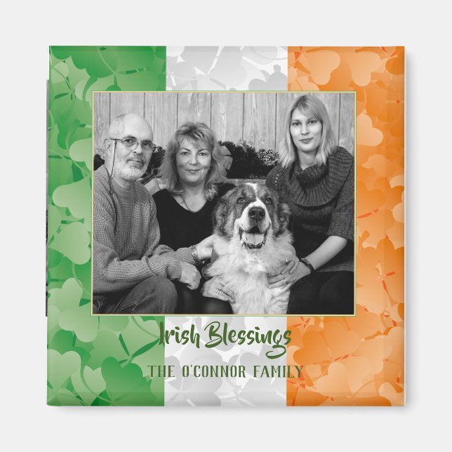 Bild av S:t Patrick's Day Irish shamrocks flagga r Magnet (Framsidan)