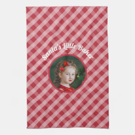 Bild av Santa's Little Baker children gingham chri Kökshandduk