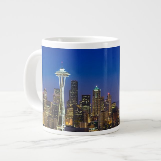 Bild av Seattle Skyline på morgonen. Jumbo Mugg (Framsida vänster)