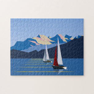 Bild av segelbåtar och berg pussel