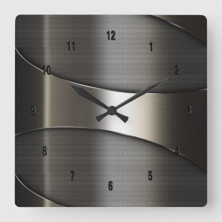 Bild av shiny Metallic Modern Geometric Design Fyrkantig Klocka