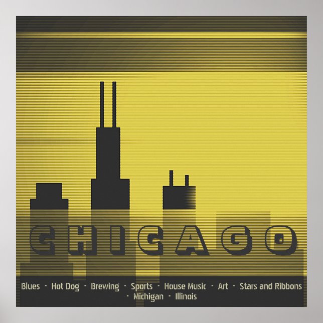 Bild av solnedgång och solnedgång i Chicago City Poster (Framsidan)