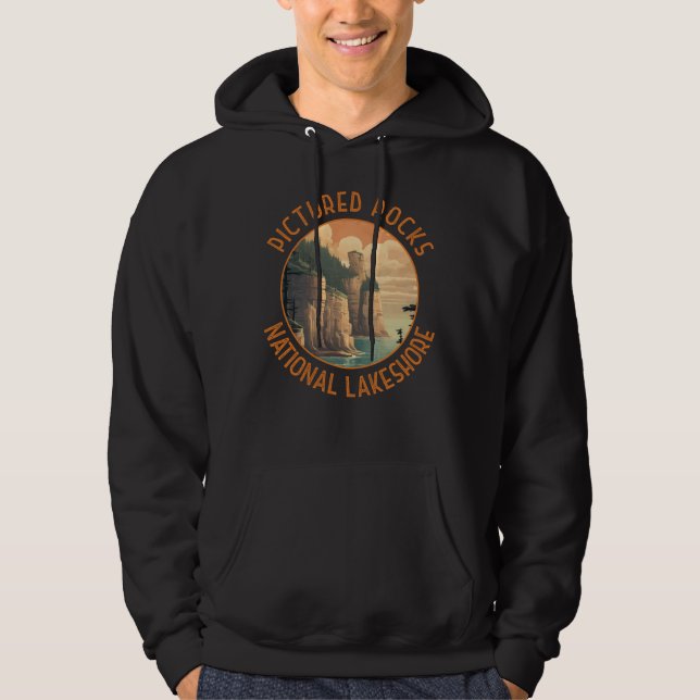 Bild av Sten National Lakeshore Disted Retro Hoodie (Framsida)