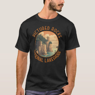 Bild av Sten National Lakeshore Disted Retro T Shirt
