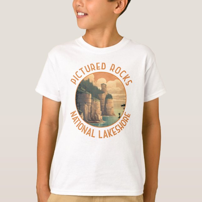Bild av Sten National Lakeshore Disted Retro T Shirt (Framsida)