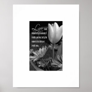 Bild av svart och vit Blommigt Poster
