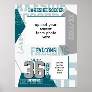 Bild av teal grått-teamet färg fotboll poster