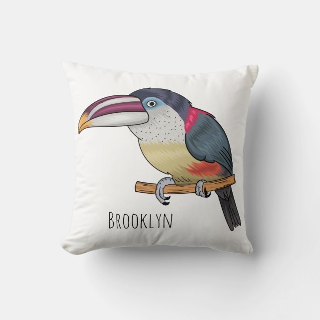 Bild av tecknad av rödspättad aracari kudde (Framsida)