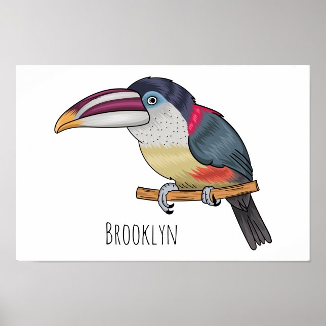 Bild av tecknad av rödspättad aracari poster (Framsidan)